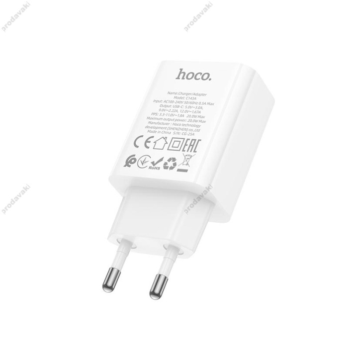 Мережевий зарядний пристрій HOCO C143A Benefit single port charger 20W White