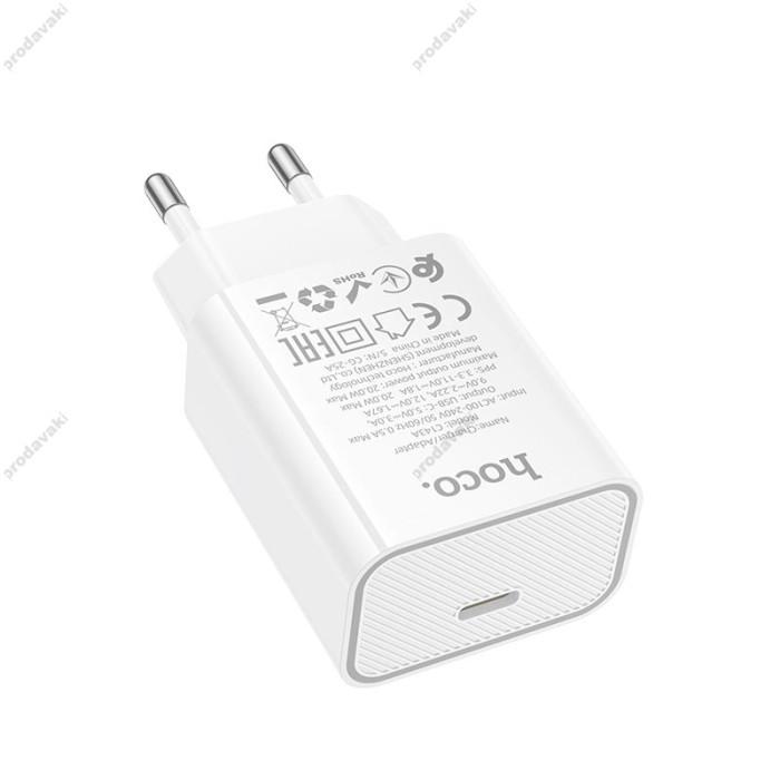 Мережевий зарядний пристрій HOCO C143A Benefit single port charger 20W White