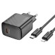 Мережевий зарядний пристрій HOCO CS22A Value single port charger Lightning cable 30W Black
