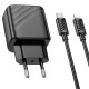 Мережевий зарядний пристрій HOCO CS22A Value single port charger Lightning cable 30W Black