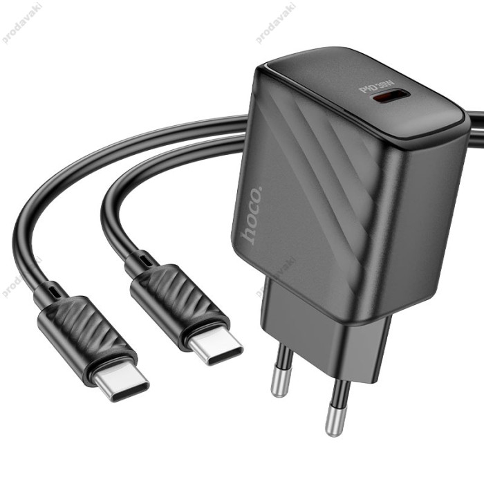 Мережевий зарядний пристрій HOCO CS22A Value single port charger Type-C cable 30W Black