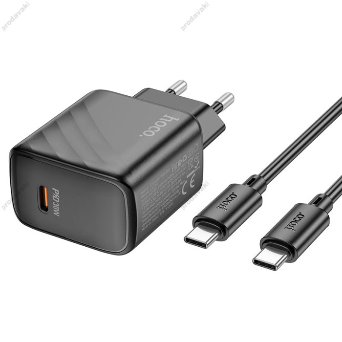 Мережевий зарядний пристрій HOCO CS22A Value single port charger Type-C cable 30W Black