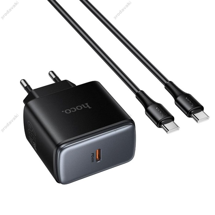 Мережевий зарядний пристрій HOCO C159A Upgrade single-port charger Type-C cable 65W Black