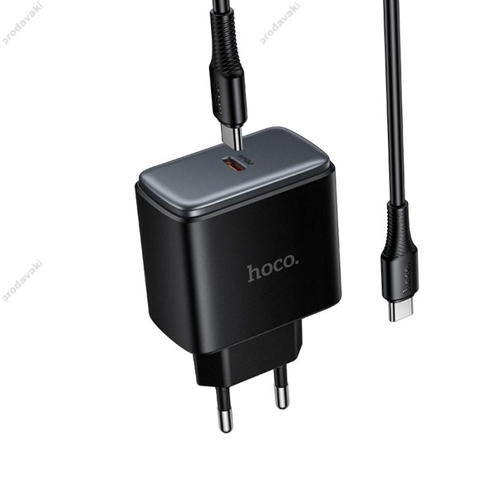 Мережевий зарядний пристрій HOCO C159A Upgrade single-port charger Type-C cable 65W Black
