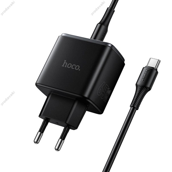 Мережевий зарядний пристрій HOCO C159A Upgrade single-port charger Type-C cable 65W Black