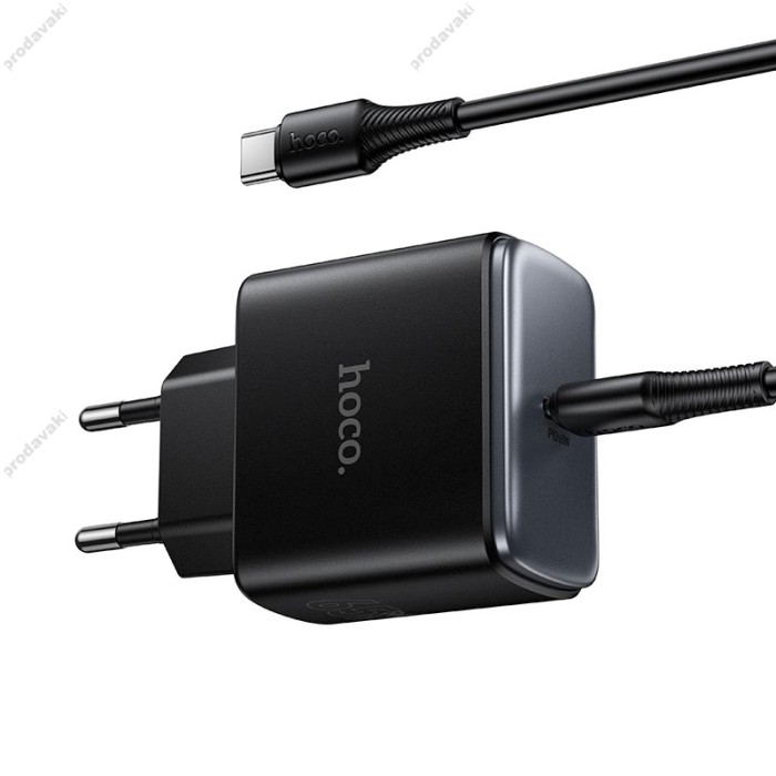 Мережевий зарядний пристрій HOCO C159A Upgrade single-port charger Type-C cable 65W Black