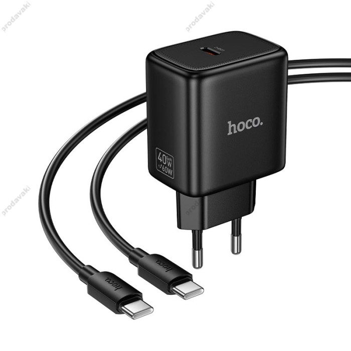 Мережевий зарядний пристрій HOCO N83 Profit single port Type-C cable 60W Black