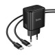 Мережевий зарядний пристрій HOCO N83 Profit single port Type-C cable 60W Black