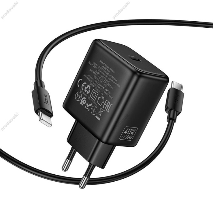 Мережевий зарядний пристрій HOCO N83 Profit single port Type-C cable 60W Black