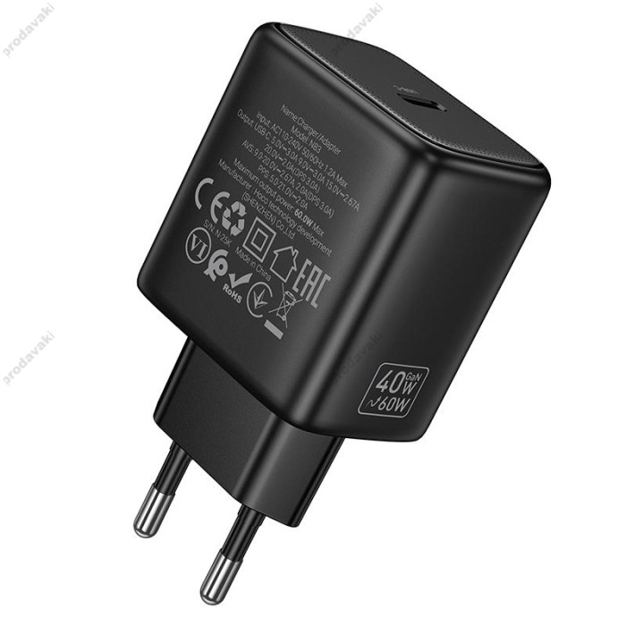 Мережевий зарядний пристрій HOCO N83 Profit single port Type-C cable 60W Black