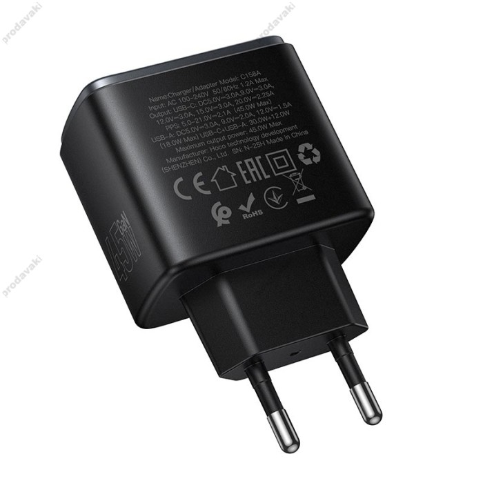 Мережевий зарядний пристрій HOCO C158A Upgrade charger 45W Black