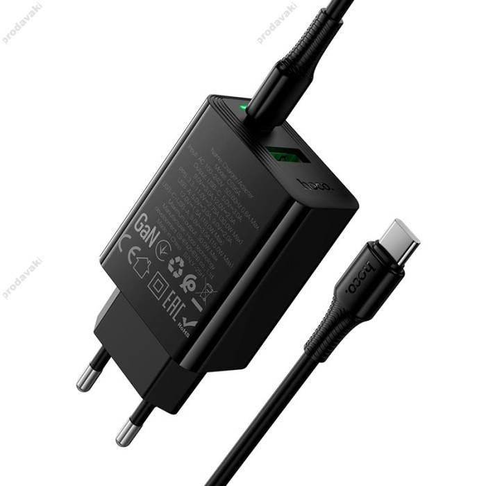 Мережевий зарядний пристрій HOCO CS95A Leader charger Type-C cable 30W Black