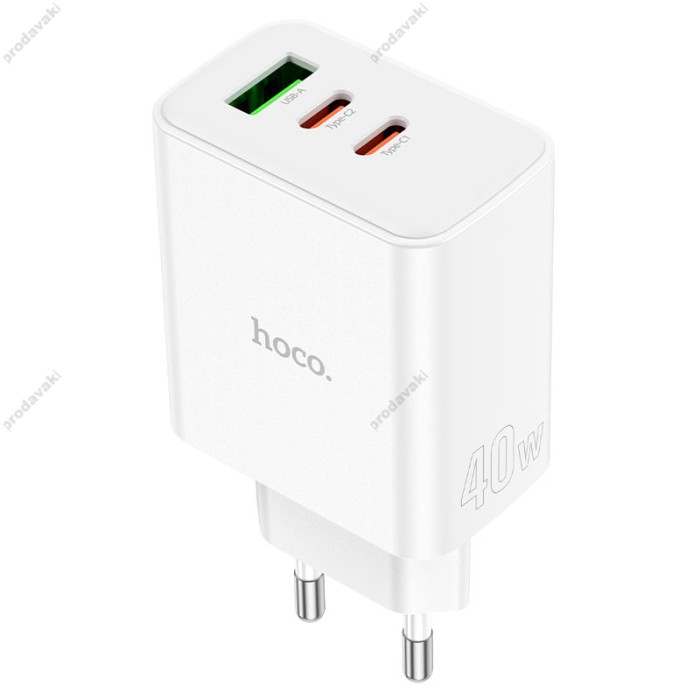 Мережевий зарядний пристрій HOCO C126A Pure power three-port 40W White