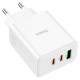 Мережевий зарядний пристрій HOCO C126A Pure power three-port 40W White