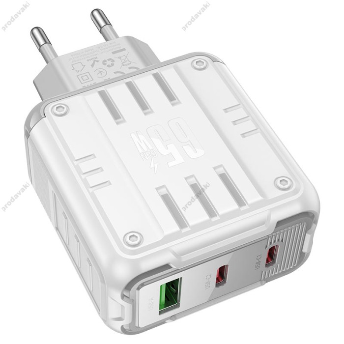 Мережевий зарядний пристрій HOCO C139A Rock charger 65W White
