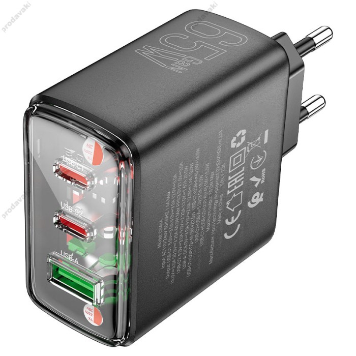 Мережевий зарядний пристрій HOCO CS44A Smart charger 65W Black