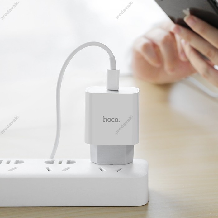 Мережевий зарядний пристрій HOCO C76A Speed source Lightning cable 18W White