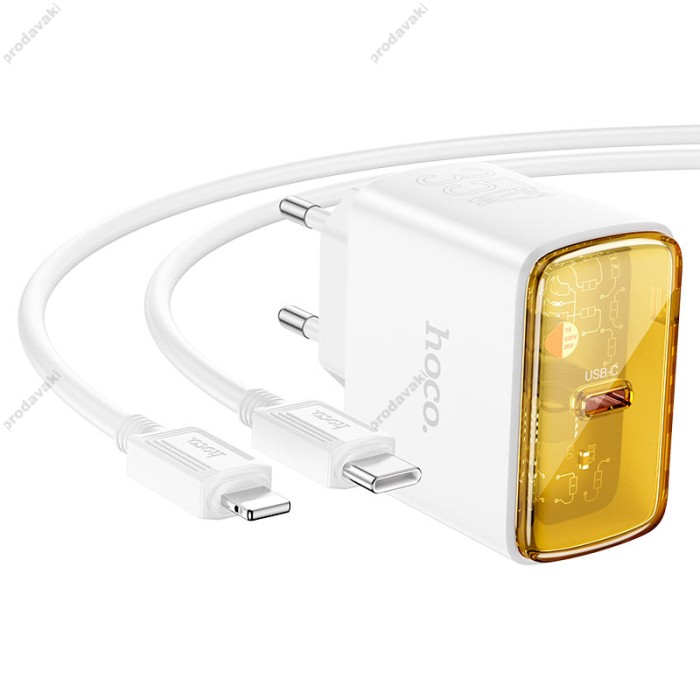 Мережевий зарядний пристрій HOCO CS41A Smart Lightning cable 35W White