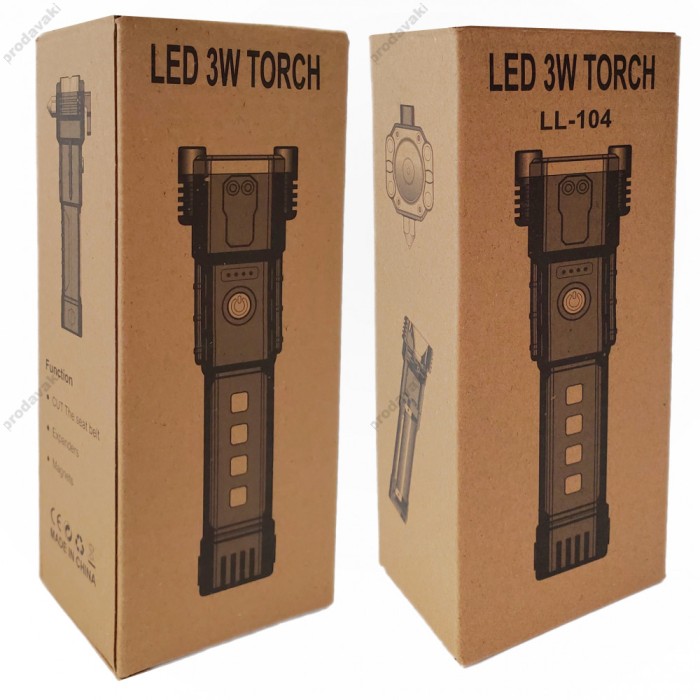 Ліхтарик ручний CH LED LL-104 XPE COB зі склобоєм Black