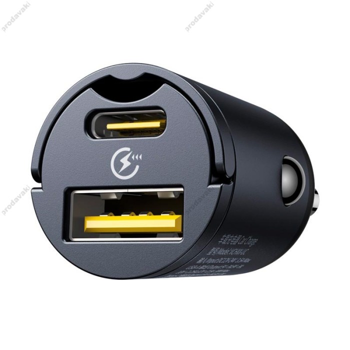 Автомобільний зарядний пристрій Baseus Tiny Star Mini Car Charger (U+C) 30W Black C00035001121-02
