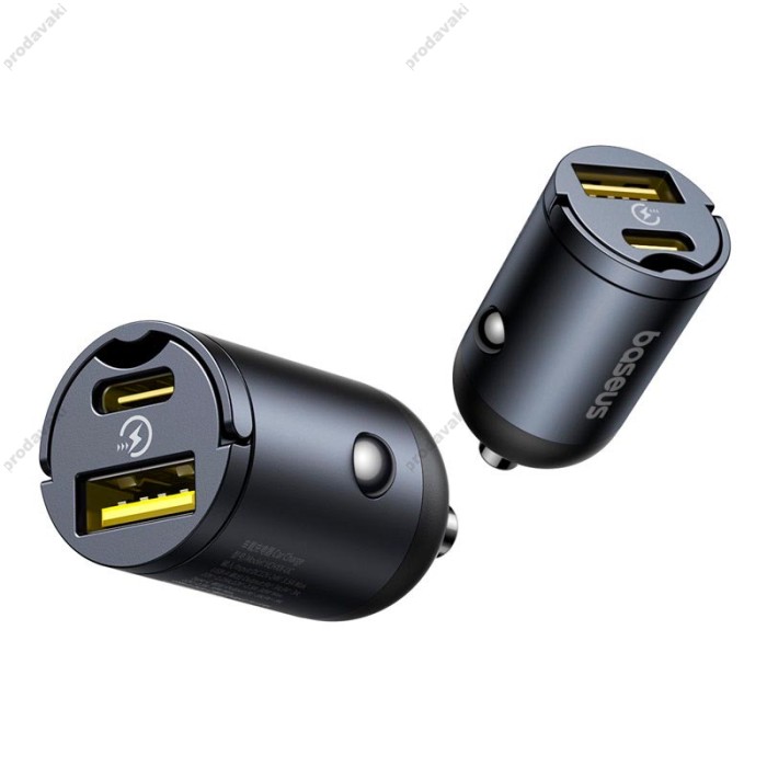 Автомобільний зарядний пристрій Baseus Tiny Star Mini Car Charger (U+C) 30W Black C00035001121-02