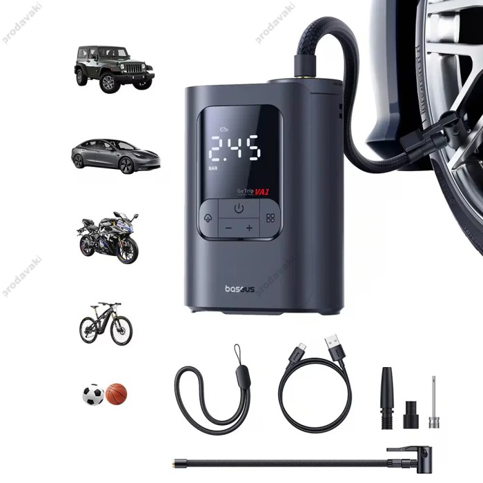 Автомобільний компресор насос Baseus GoTrip VA1 Super Mini Wired Inflator 22-Cylinder Black C0119701