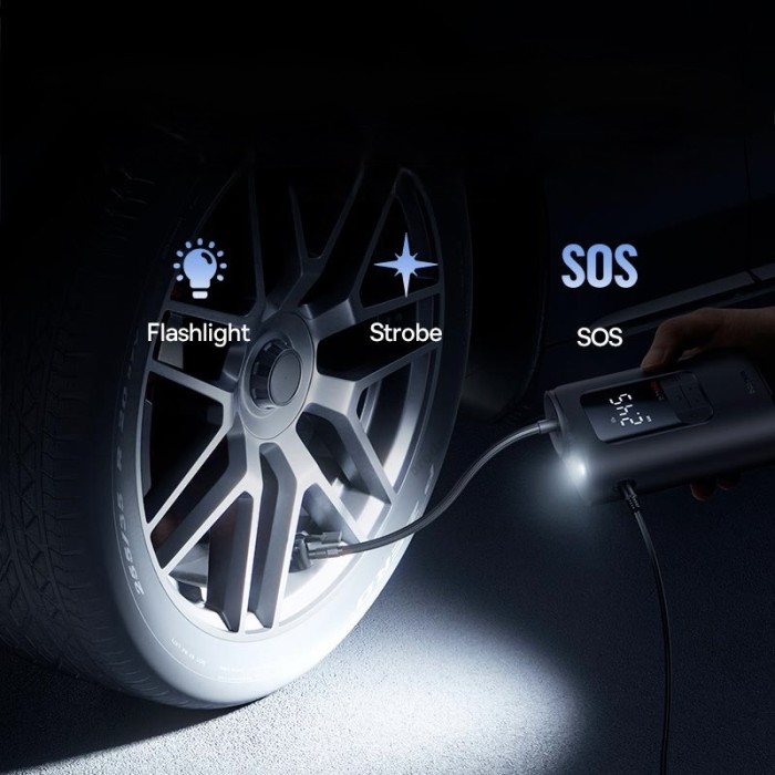 Автомобільний компресор насос Baseus GoTrip VA1 Super Mini Wired Inflator 22-Cylinder Black C0119701