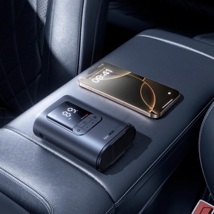 Автомобільний компресор насос Baseus GoTrip VA1 Super Mini Wired Inflator 22-Cylinder Black C0119701
