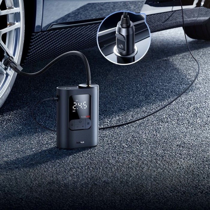 Автомобільний компресор насос Baseus GoTrip VA1 Super Mini Wired Inflator 22-Cylinder Black C0119701