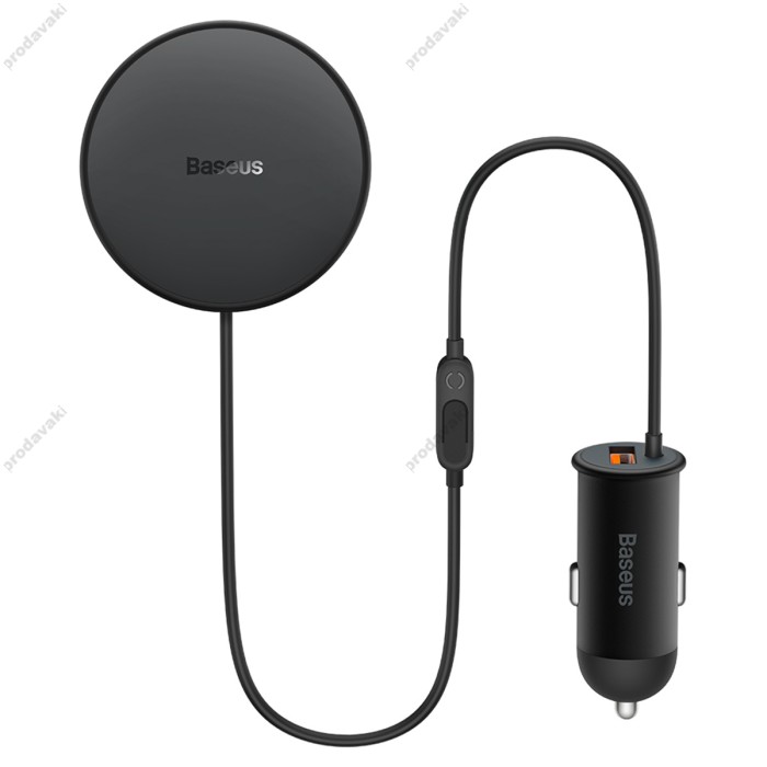 Автомобільний тримач із бездротовою зарядкою Baseus CW01 Magnetic Wireless Charging 15W (+АЗП USB 25W) Black C40141000111-01