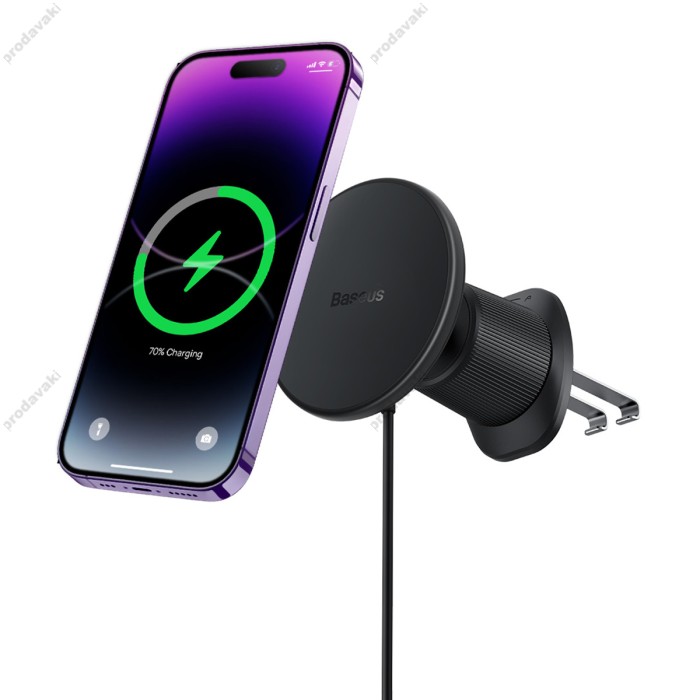 Автомобільний тримач із бездротовою зарядкою Baseus CW01 Magnetic Wireless Charging 15W (+АЗП USB 25W) Black C40141000111-01
