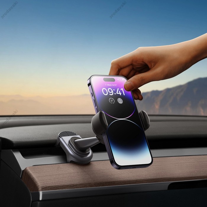 Автомобільний тримач Baseus T-Space Solar Electric Car Mount Black C40351300111-00