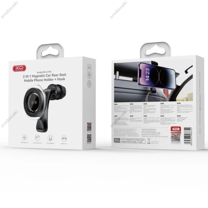 Автомобільний тримач на підголівник XO C195 MagSafe Magnetic Phone Holder Black