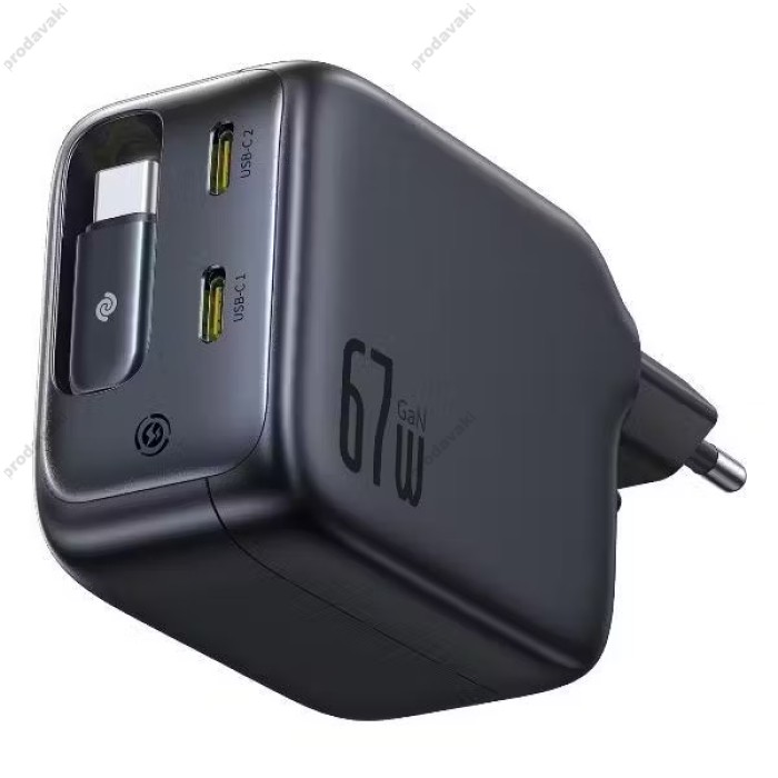 Мережевий зарядний пристрій Baseus EnerCore CJ11 Fast Charger Retractable Cable 3C 67W Black E0121E00