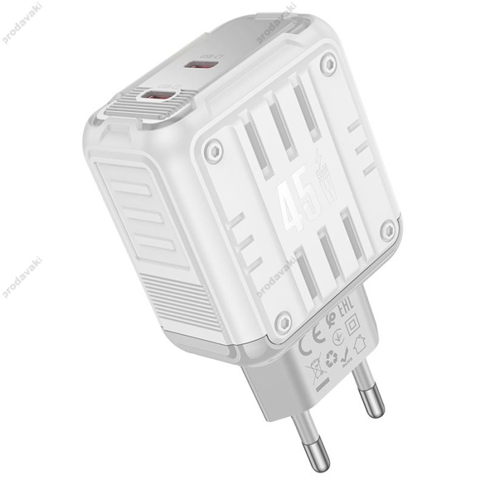 Мережевий зарядний пристрій Hoco C137A Rock charger 45W White