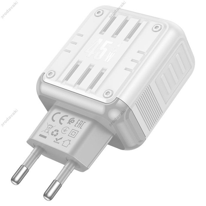 Мережевий зарядний пристрій Hoco C137A Rock charger 45W White