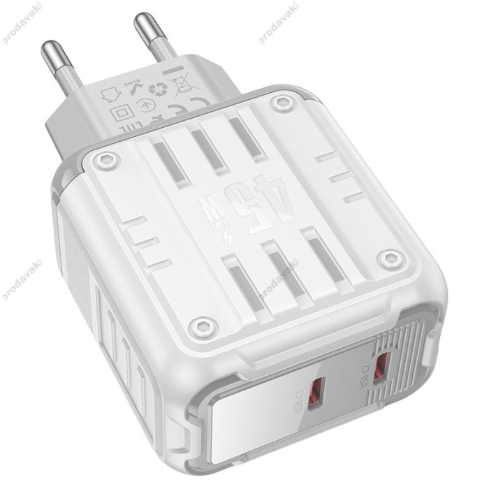Мережевий зарядний пристрій Hoco C137A Rock charger 45W White