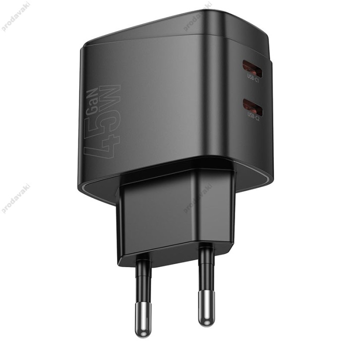Мережевий зарядний пристрій Hoco CS62A Bright PD charger 45W Black