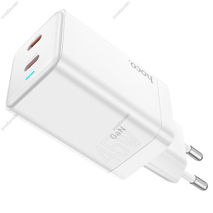 Мережевий зарядний пристрій Hoco N23 Astral Lightning cable 45W White
