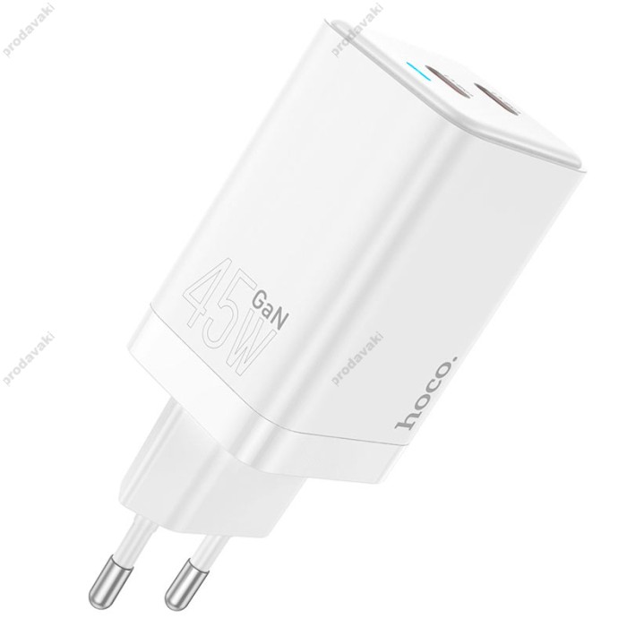 Мережевий зарядний пристрій Hoco N23 Astral Lightning cable 45W White
