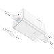 Мережевий зарядний пристрій Hoco N23 Astral Lightning cable 45W White