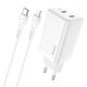 Мережевий зарядний пристрій Hoco N23 Astral Lightning cable 45W White