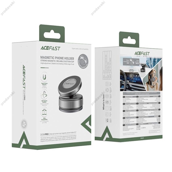 Автомобільний тримач ACEFAST E27 manual suction cup magnetic Phone holder Grey