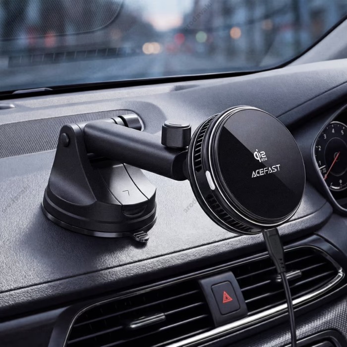 Автомобільний тримач ACEFAST D67 QI2 MagSafe cooling wireless charging car holder with suction cup 25W Black