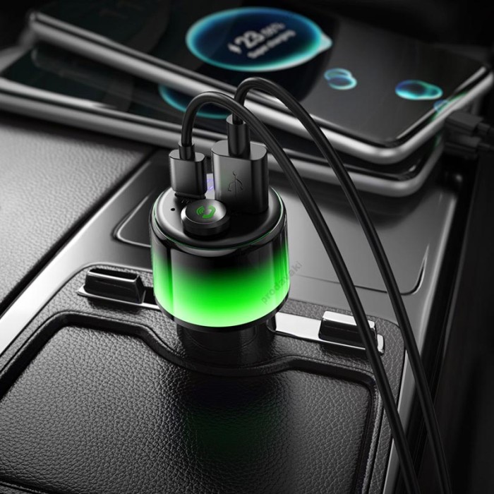 FM-трансмітер HOCO E166 Path car BT FM transmitter BT6.0 42W Black