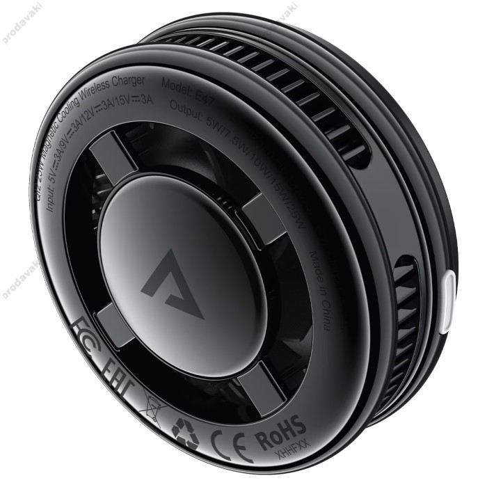Бездротовий зарядний пристрій ACEFAST E47 Qi2 magnetic cooling wireless charger 25W Black