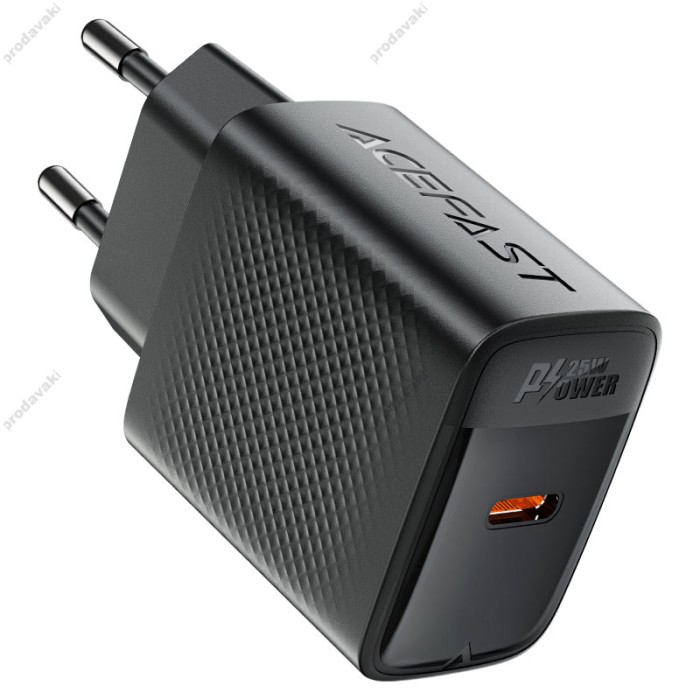 Мережевий зарядний пристрій ACEFAST A104 GaN single USB-C fast charger 25W Black