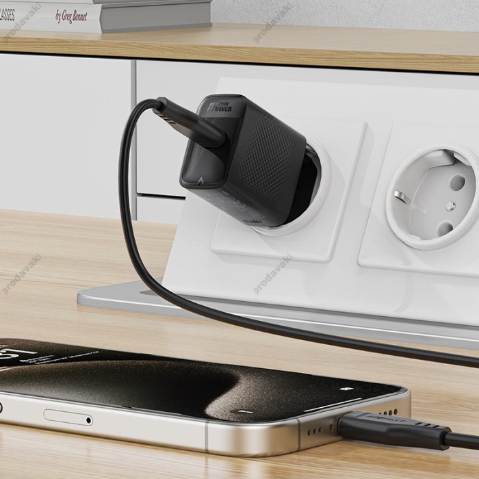 Мережевий зарядний пристрій ACEFAST A104 GaN single USB-C fast charger 25W Black