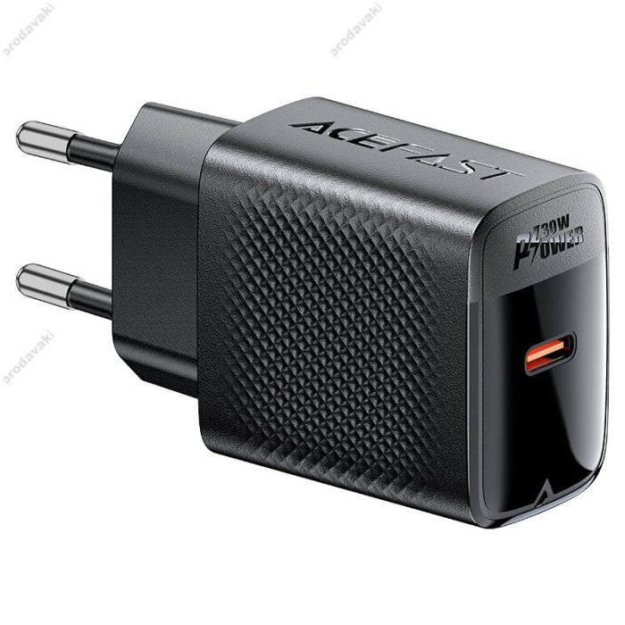 Мережевий зарядний пристрій ACEFAST A102 GaN single USB-C fast charger 30W Black