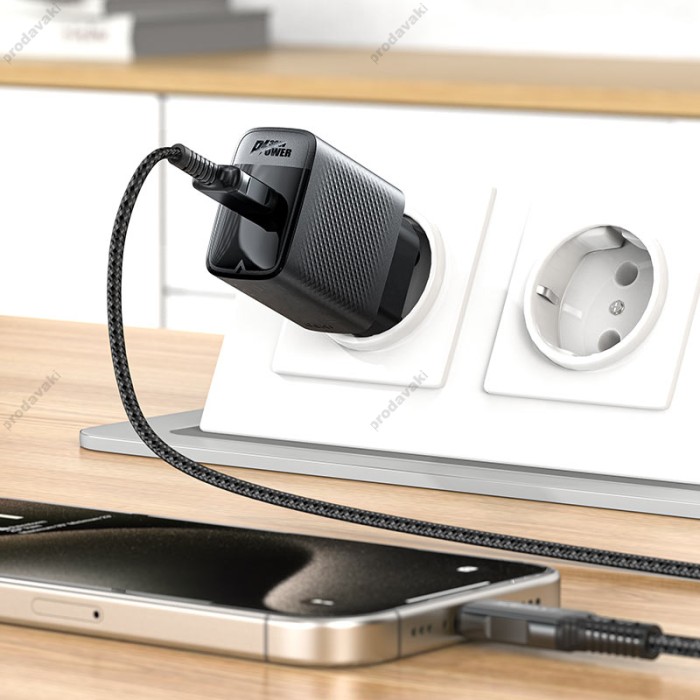 Мережевий зарядний пристрій ACEFAST A102 GaN single USB-C fast charger 30W Black